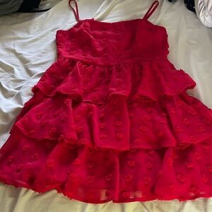 Blue Rain zip-back tiered mini dress with pouf detail